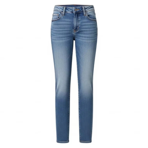 High Quality Ladies Cotton Ankle-Length Pant Women's Casual Breathable <b>Denim</b> Jeans Beautiful Silver Buttons Embroidery Washed - Product Image 2