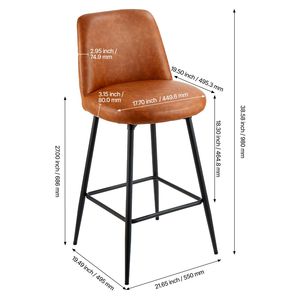 Ensemble de 2 tabourets de bar pivotants modernes de 27 pouces, en cuir PU, avec pieds en métal et accoudoirs, tabourets de bar de 27 pouces - Product Image 4