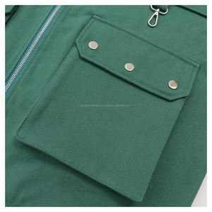 แจ็กเก็ตผ้าแคนวาสสำหรับผู้ชายเสื้อแจ็กเก็ตผ้าแคนวาสสำหรับทำงานแนวสตรีทพิมพ์ลายวินเทจมีกระดุมตัดกันสำหรับ100% ตามสั่ง - Product Image 5