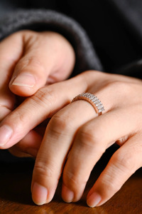 14K Rose Gold Emerald Cut Lab Grown Diamond Wedding Band <b>Ring</b> - Product Image 4