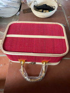 Handwoven Bamboo Gift <b>Box</b> Engraved Portable Woven Basket with Handle Lockable Lid for Craft Retail Display Packaging - Product Image 3