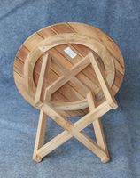 Mesa Redonda de Madera de Teca Sólida y Ligera para Exteriores, 60 cm de Diámetro, Diseño Moderno, Acabado Bien Lijado, No Plegable, para Uso en Hoteles y Villas