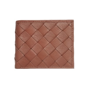 Cartera de Cuero Genuino para Hombre, Diseño de Diseñador, Bloqueo RFID, Tarjetero Delgado, Monedero con Logotipo Personalizado, Patrón Tejido a Crochet, Diseño Simple Bifold - Product Image 1