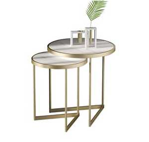 Modern geometric side <b>table</b> with marble top metal frame storage shelf end <b>table</b> luxury living room bedside <b>table</b> small space - Product Image 5