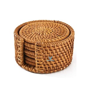 แผ่นรองจานสานหวายไม้ไผ่แบบปรับแต่งได้ของ Vietrustic ที่รองแก้วแบบหวาย เป็นมิตรกับสิ่งแวดล้อม ทนทาน อุปกรณ์ตกแต่งโต๊ะอาหาร - Product Image 2