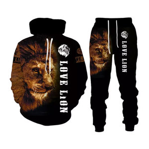 Conjunto Deportivo para Hombre, Chándal Deportivo para Hombre, Poliéster y Algodón, Sublimación, Estampado de León, Chándales para Hombre, Cómodos - Product Image 6