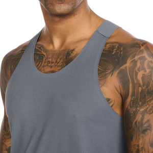 Débardeur Sportif Gris Uni à Séchage Rapide pour Homme, Col Rond, Tricoté, Sans Manches, pour l'Entraînement (Vente en Gros) - Product Image 6