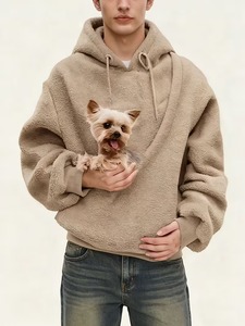 Hoody <b>Mens</b> Beige Khaki <b>Sherpa</b> Fleece <b>Hoodie</b> Oversized Drawstring Hooded Sweatshirt Fluffy Warm Pullover <b>Hoodie</b> - Product Image 3
