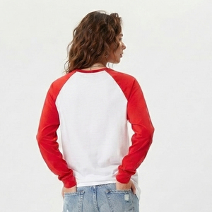 T-shirt ample à manches longues et col rond pour femme, style raglan, décontracté, 100 % coton, idéal pour le jogging - Product Image 5