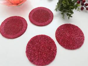 Posavasos elegante y colorido con cuentas y bordado a mano para tazas de café, tazas de té, vasos y decoración de mesa al precio más bajo. - Product Image 4