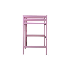 Letto a soppalco doppio per bambini in legno di gomma rosa con scrivania integrata, scaletta e ringhiera di sicurezza - Product Image 3