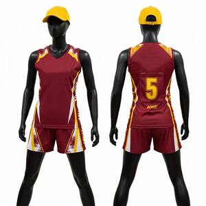 Uniforme de Netball para Hombre, 170 GSM, Poliéster Interlock, Tela Transpirable, Panel en Contraste Azul y Amarillo, Conjunto Personalizado por Sublimación - Product Image 1