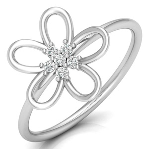 Handmade Flower Design VVS Diamond Round Shape Half Band Moissonite <b>Plain</b> Gold Finger <b>Ring</b> Unique Jewelry Customized Gold Items - Product Image 3