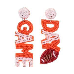 Pendientes de Cuentas de Vidrio de Diseño Vintage Personalizados, Unisex, Patrióticos, para el Día de los Caídos, Color Naranja, Blanco y Azul, para Boda - Product Image 1