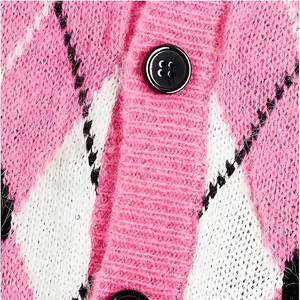 Pull en mohair pour homme, cardigan à motif jacquard duveteux, manteau tricoté personnalisé avec logo, vêtements en tricot chauds et décontractés pour l'hiver - Product Image 6