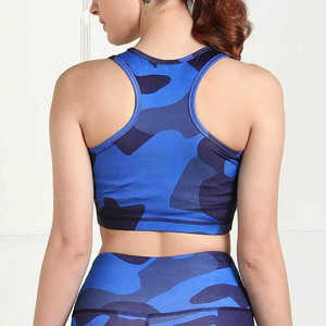 Soutien-gorge de sport sans couture à maintien élevé, personnalisable en matière et taille, pour femme, sans manches, col rond, vêtement de fitness - Product Image 3