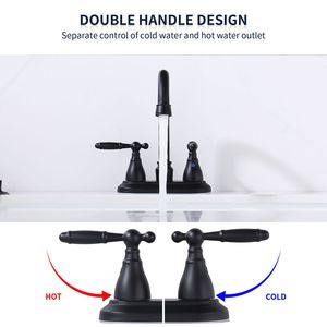 Rubinetto da Bagno Moderno Nero Opaco con Bocca Girevole ad Arco Alto a 360 Gradi, Rubinetto da Lavabo a 4 Fori con 2/3 Fori per Uso in Palestra - Product Image 5
