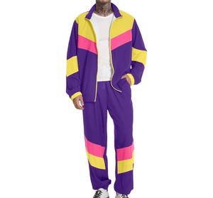 Conjunto Deportivo para Hombre con Bloques de Color, Cierre de Cremallera, Corte Holgado Informal, Pantalones Deportivos, Material de Poliéster Transpirable para Otoño - Product Image 3