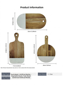 Planche à découper en bois double face de forme irrégulière, motif marbre blanc, épaisseur 1,2 cm, pour trancher le fromage et le beurre, fabriquée à Yangjiang - Product Image 3