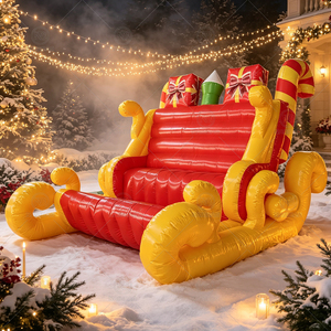 Grande luge de Noël géante en PVC 4*<span class=keywords><strong>3</strong></span>.5*3m, accessoire de photomaton et décoration de fêtes pour la location d'événements, les centres <span class=keywords><strong>commerciaux</strong></span>, les espaces extérieurs et les décorations de Noël - Product Image 1