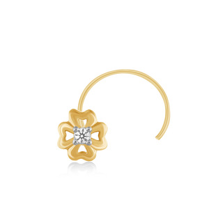 Flower Shape Lab Grown Diamond <b>Nose</b> Pin 14K <b>Gold</b> Plated Luxury <b>Stud</b> Women's Everyday Wear Claw Setting Round Brilliant Cut - Product Image 1