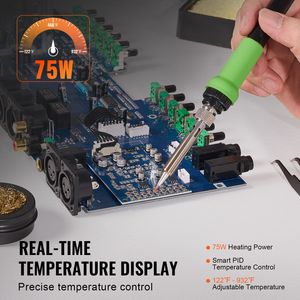 Stazione Saldante Digitale 75W con Display, Kit 122 932 F, Controllo Temperatura, Trasformatore Integrato, Auto Standby e Punta a Scalpello - Product Image 4