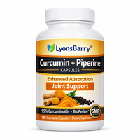 Cápsulas de Curcumina y Piperina para Articulaciones, Suplemento Antiinflamatorio y Antioxidante