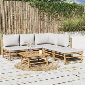 Set da giardino grigio chiaro in bambù e tessuto (100% poliestere) - Product Image 1