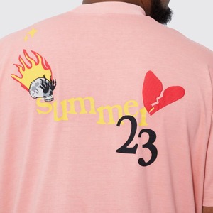 Camiseta de Cuello Redondo para Hombre, Personalizada al por Mayor, de Gran Tamaño, 320 g/m², con Estampado Frontal, 100% Poliéster Transpirable, Color Rosa - Product Image 3