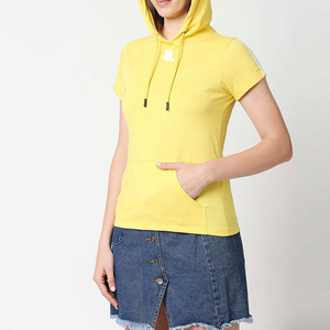 Women's Yellow Short Sleeve T-<b>Shirt</b> Logo Regular Fit Casual Nonwoven 100% Organic Cotton Breathable Eco-Friendly Quick Dry - Product Image 3
