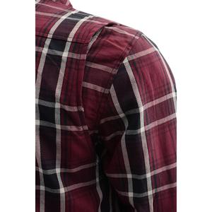<b>Men</b>’s <b>Burgundy</b> Black Plaid Flannel <b>Shirt</b> Heavyweight Long Sleeve Workwear Dual Chest Pocket Checkered Outdoor Casual OEM Custom - Product Image 5