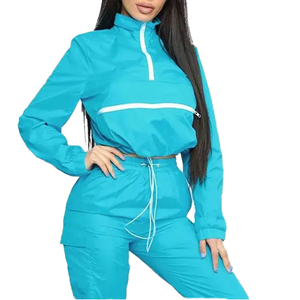 ชุดเสื้อผ้า2ชิ้นทำจากไนลอนออกแบบได้ตามต้องการสำหรับฤดูหนาวเสื้อกันลมมีซิปพิมพ์โลโก้กางเกงขายาว - Product Image 1