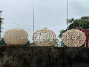 High Quality Rattan Lampshade, Round Handmade Rattan <b>Wicker</b> <b>Ceiling</b> Lampshade, Natural Rattan Lampshade for Easter Decoration - Product Image 5