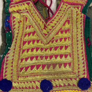 IIndian Vintage Handmade Neck Yoke Thread With <b>Mirror</b> ,Embroidery Work Applique Patch Sewing Craft.Big Vintage Banjara Neck Yoke - Product Image 1