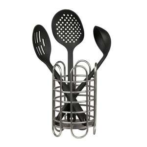 Porta palillos y cucharas de acero inoxidable con dos compartimentos, organizador de cubiertos metálico. - Product Image 2