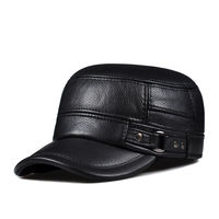 Casquette plate en cuir marron réglable pour homme, style décontracté, toutes saisons, pour adulte