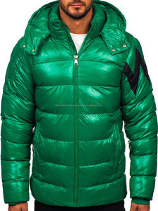 2024 Winter Green Bubble Coat High Quality Hood Custom Oem Pattern Decoration Long High Street Outdoor Woven <b>Jacket</b> for Spring - Product Image 1