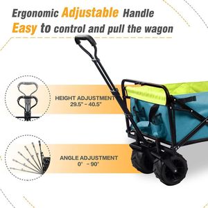 Carrello per vagoni pesanti pieghevole per tutti i terreni grande ruota per sabbia spiaggia carrello per sport all'aperto e campeggio in giardino - Product Image 2