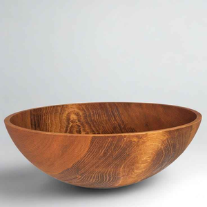 Tazón Redondo de Madera Hecho a Mano con Diseño Clásico, Acabado Natural, para Ensaladas y Frutas, por blossom craft india - Product Image 1