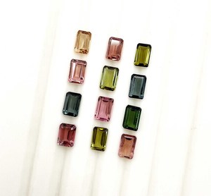 Pierre précieuse naturelle multi-tourmaline, taille octogonale, 4*6 mm, tourmaline facettée pour la création de bijoux, pierres certifiées IGI - Product Image 2