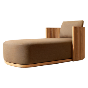 Signature Collection Hotel Emma Luxury Modern Curved Rattan Teak Wood Outdoor <b>Sofa</b> Elegant Minimalist Lounge Chair Resort Style - Product Image 1