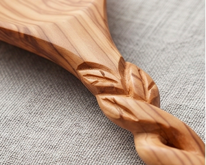 Ensemble cuillère et fourchette en bois faites à la main avec manche tressé, design traditionnel, pour le camping et la cuisine - Product Image 2