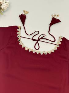 Ensemble Sharara de Luxe Bordeaux pour Femme, Style Velours Designer, Kurta Moderne et Dupatta, Tenue de Cérémonie Indienne/Pakistanaise pour Été/Hiver - Product Image 3