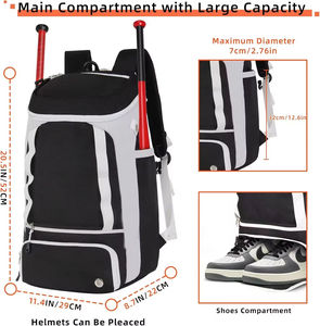 Mochila de Béisbol Personalizada para Equipo, Ligera, Impermeable, Unisex, para Entrenamiento al Aire Libre, con Compartimento para Bate, Bagnex 600D 50-70L - Product Image 3