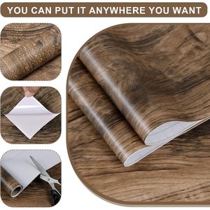 Carta Adesiva Effetto Legno Vintage Marrone Grigio 44cmx5m Vinile Autoadesivo Finto Legno Rimovibile - Product Image 3
