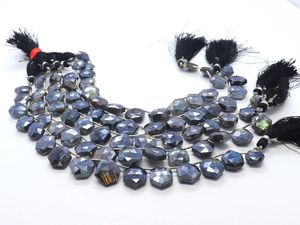 Cuentas hexagonales de labradorita natural con revestimiento plateado, de 8-12 mm, cuentas sueltas de labradorita con forma elegante para la elaboración de joyería. - Product Image 2