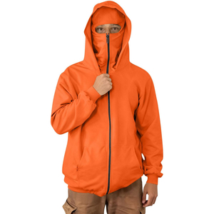 Sweat à capuche zippé intégral pour homme, personnalisé, hiver, délavé à l'acide, style vintage, avec trous pour les yeux, poches, 100% coton molletonné, coupe oversize, brodé - Product Image 3