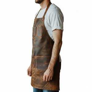 TMulSleek Black Leather Chef <b>Apron</b> Protection Smell Proof for Modern Commercial <b>Kitchens</b>-Professional Grade Multi-Function - Product Image 3