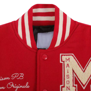 Custom Made Winter Leather Varsity Letterman Jacket Stand Collar <b>Slim</b> Fit Embroidery <b>Patches</b> Sports Bull Basketball Team Front - Product Image 2