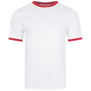 <b>Men</b> Classic <b>White</b> Red Ringer T <b>Shirt</b> Casual Cotton <b>Short</b> <b>Sleeve</b> Custom OEM Wholesale Tee - Product Image 1